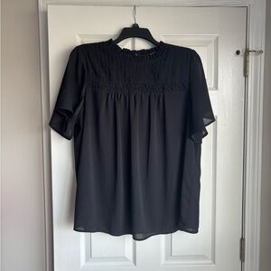 BloomChic Black Blouse with Ruffle Detail
